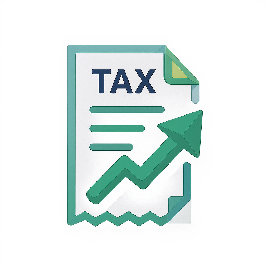 Tax document with upward arrow