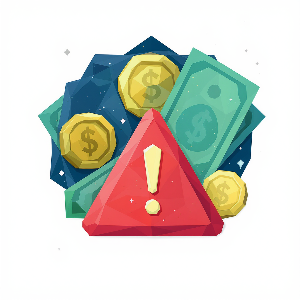 Money with warning triangle